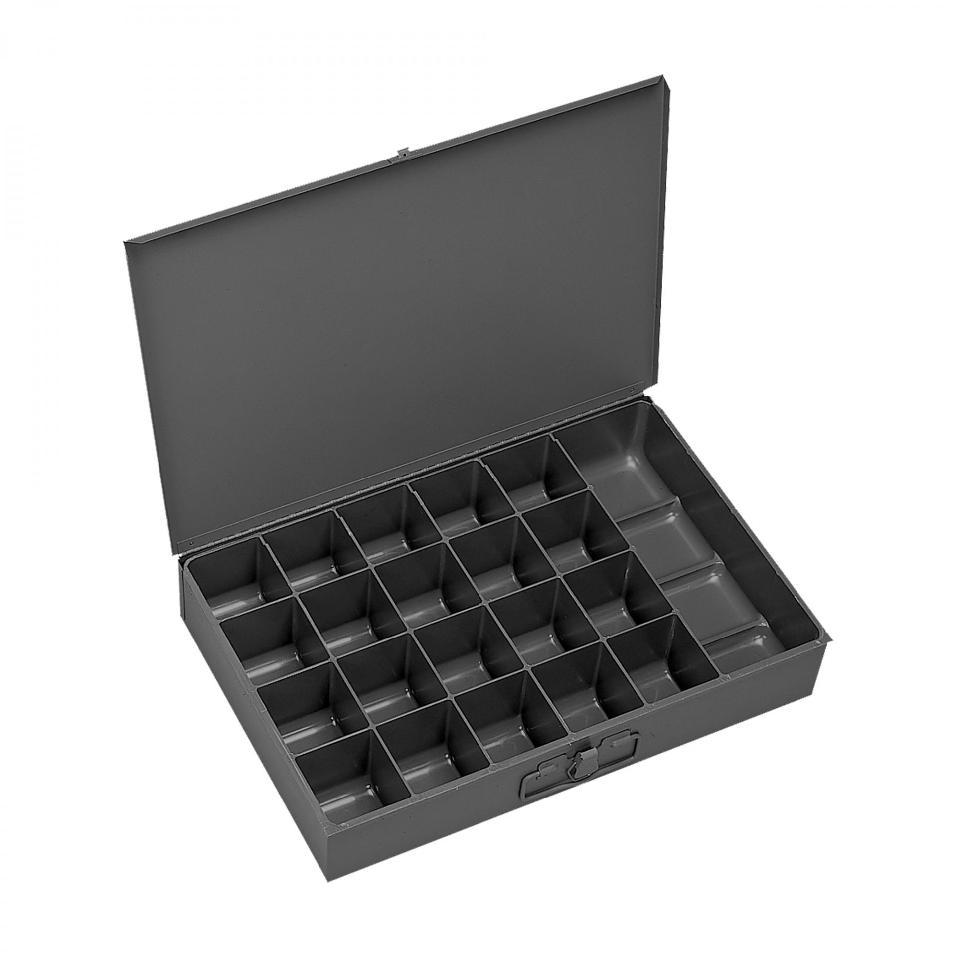 Small Steel Compartment Box, 21 Compartments, Gray